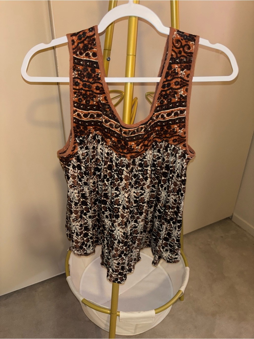 Free People Reversible Brown/Black/Cream FlowyTank - Picture 2 of 3